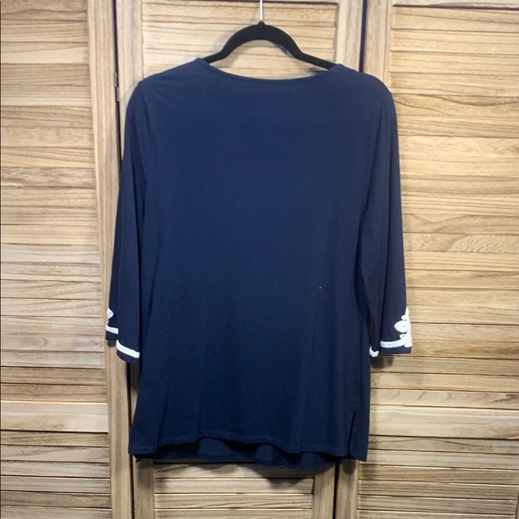 Jones New York Black and White Embroidered Women's Top Blouse XL - Picture 6 of 6